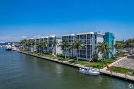 Waterfront view of building from the bay